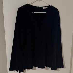 Ramy Brook Black V-Neck Long Bell Sleeve Blouse